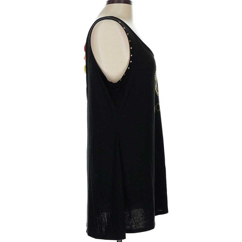 COOGI Black Studded Logo Tank Tunic Mini Dress Women L Large Y2K Sleeveless Top - Picture 5 of 9